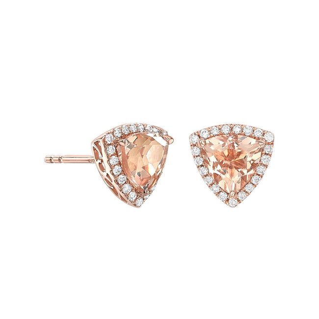 Morganite 1.24ct and Diamond Cluster Earrings