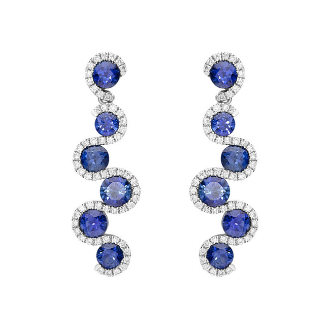 Sapphire 1.78ct and Diamond Drop Earrings