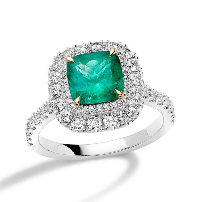 Emerald 2.00ct and Diamonds Cluster Ring