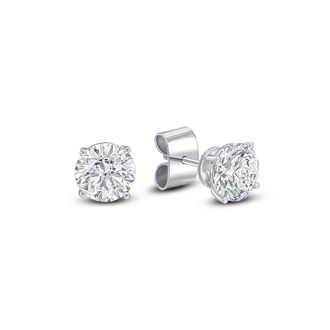 Round Brilliant Cut Diamond 4.09ct Earrings