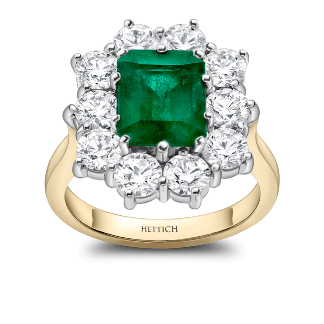 Emerald 1.44ct and Diamonds Cluster Ring