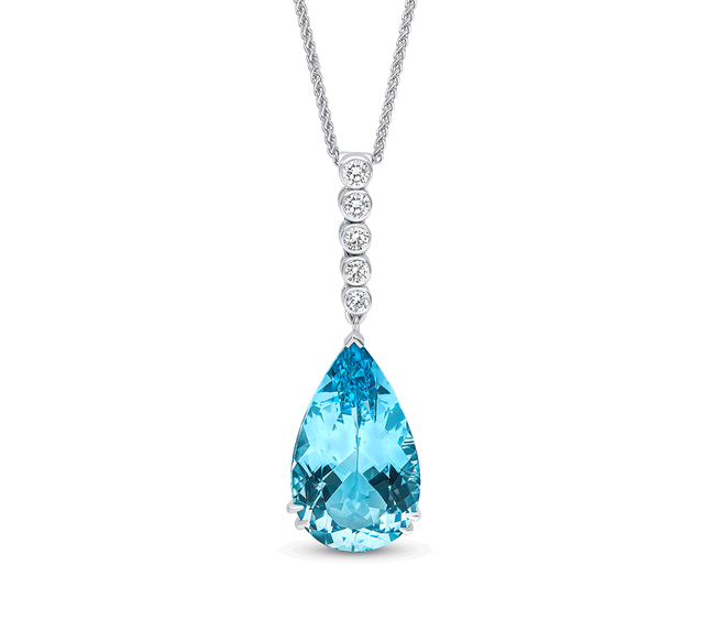 Aquamarine 8.35ct and Diamond Pendant