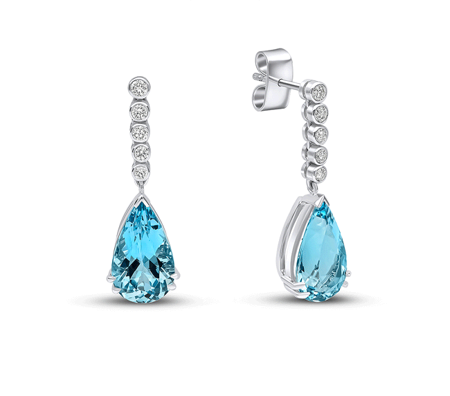 Aquamarine 7.02ct and Diamond Drop Earrings