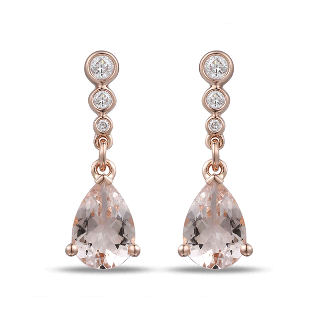 Morganite 1.18ct and Diamond Drop Earrings