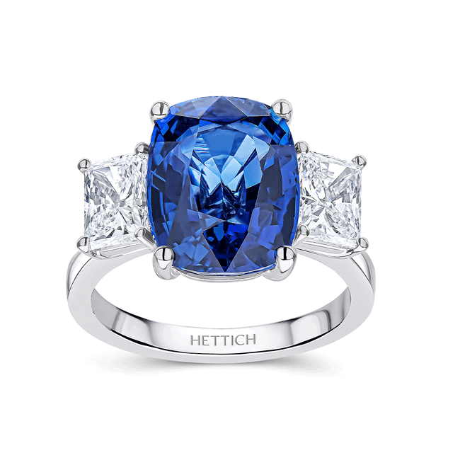 Sapphire 6.81ct and Diamonds Three Stone Ring