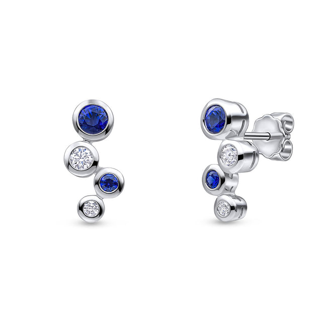 Sapphire 0.77ct and Diamond Drop Earrings