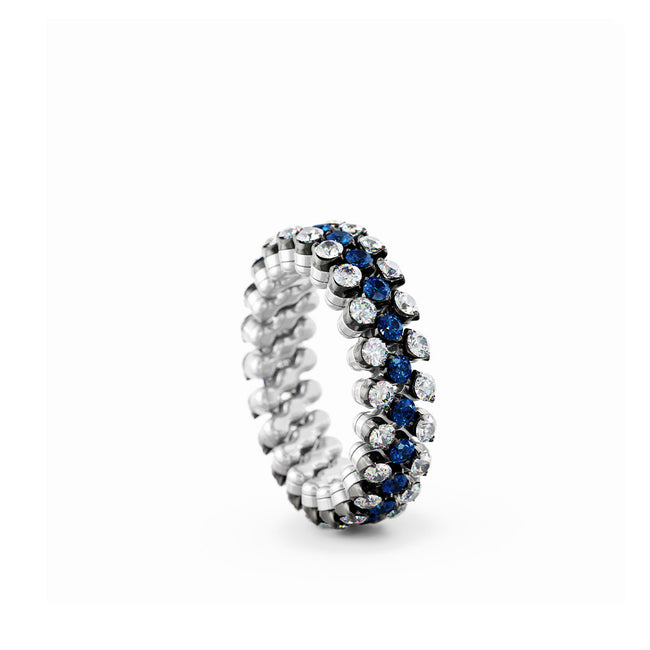 Multisize Diamond and Sapphire Ring