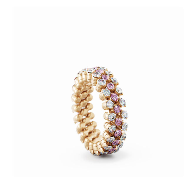 Multisize Diamond and Pink Sapphire Ring