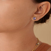 Jaipur Colour Yellow Gold Amethyst Stud Earrings
