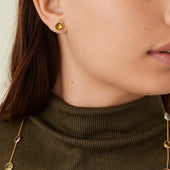 Jaipur Colour Yellow Gold Citrine Stud Earrings