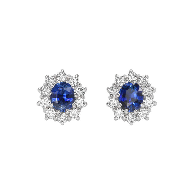 Sapphire 2.38ct and Diamond Cluster Earrings