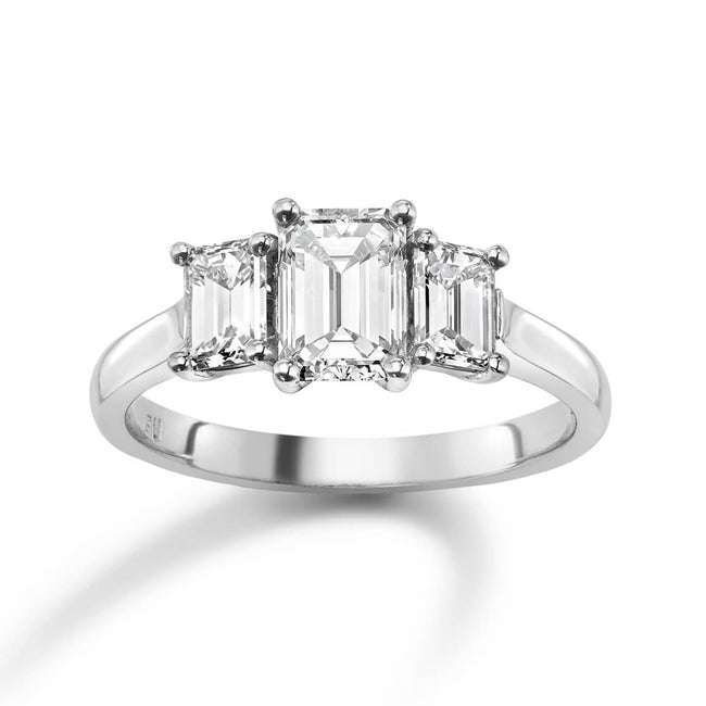 1.43ct Emerald Cut Diamonds Three Stone Ring
