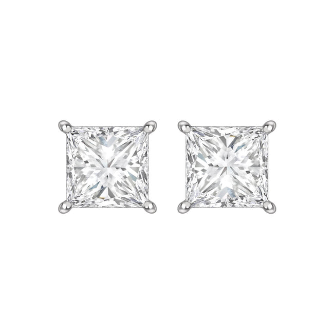 Princess Cut Diamond 1.61ct Stud Earrings