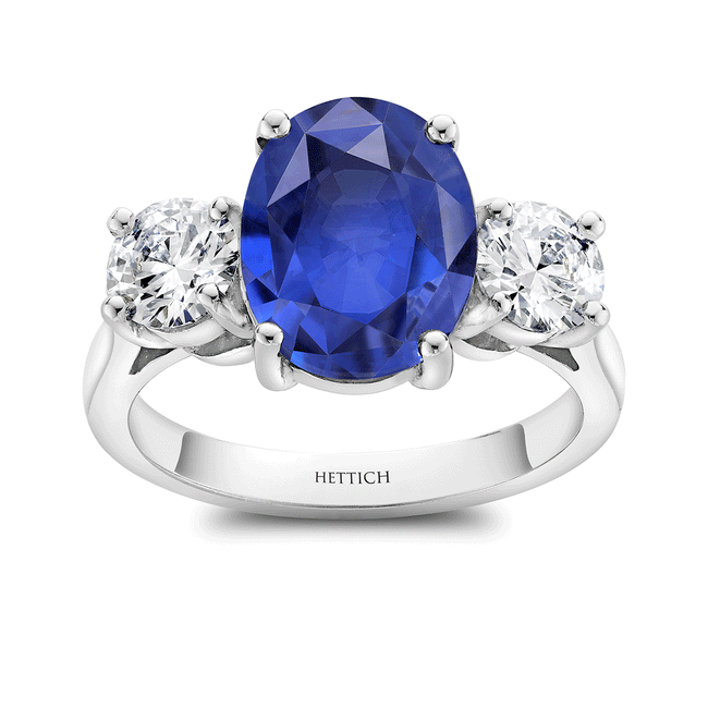 Sapphire 2.75ct and Diamonds Three Stone Ring