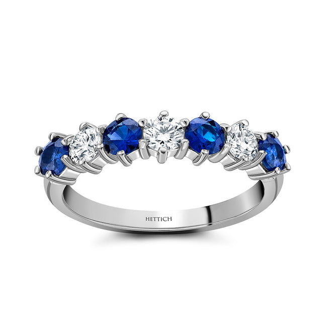 Sapphires 0.49ct and Diamonds Half Eternity Ring