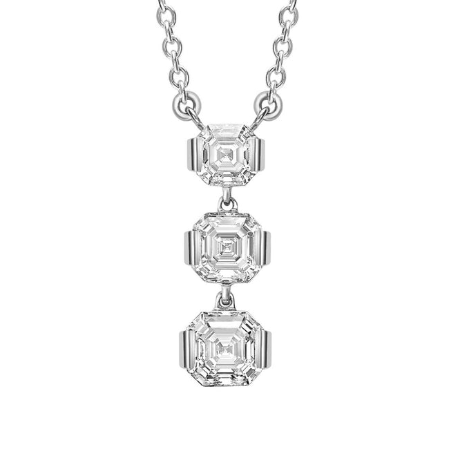 Royal Asscher Cut 1.44ct Three Stone Diamond Pendant