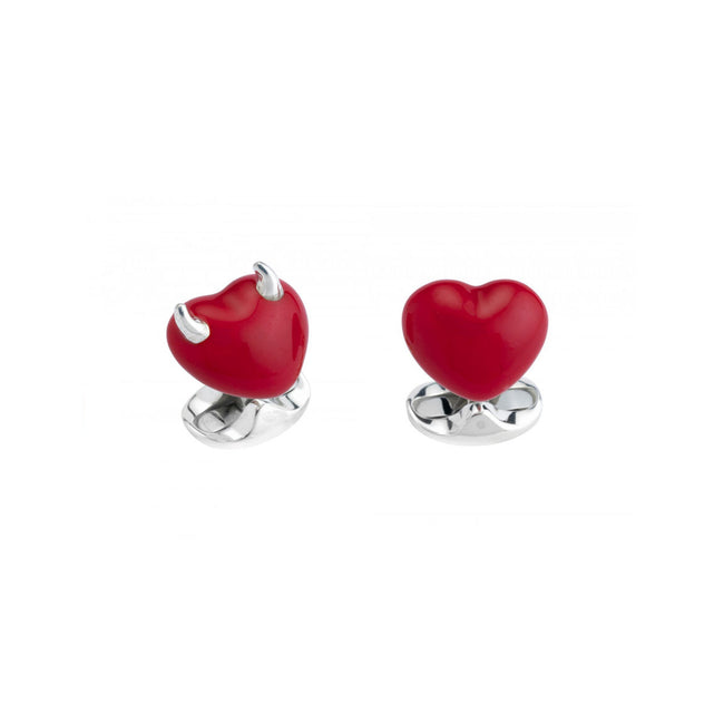 Deakin & Francis Red Enamel Good & Bad Heart Cufflinks