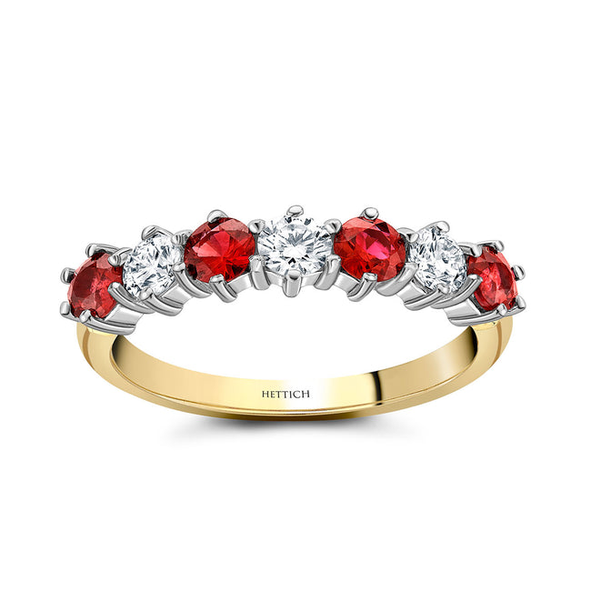 Ruby and Diamonds Half Eternity Ring