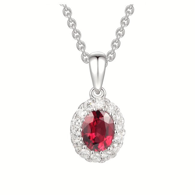 Ruby 0.36ct and Diamond Cluster Pendant