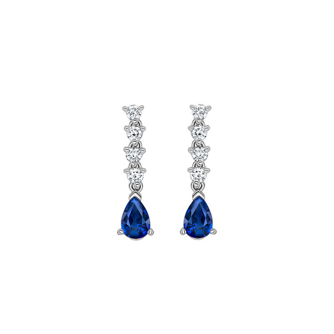 Sapphire 1.09ct and Diamond Drop Earrings