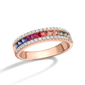 Sapphire and Diamond "Rainbow" Ring