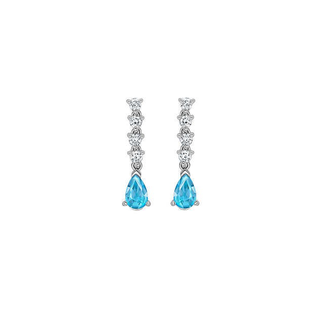 Aquamarine 0.63ct and Diamond Drop Earrings