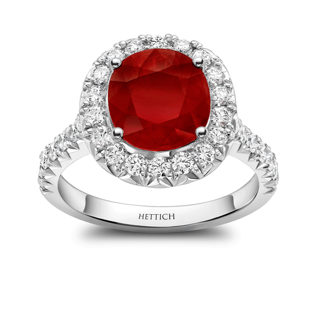 Ruby 2.58ct and Diamonds Cluster Ring
