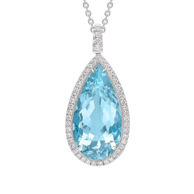 Aquamarine 10.57ct and Diamond Pendant