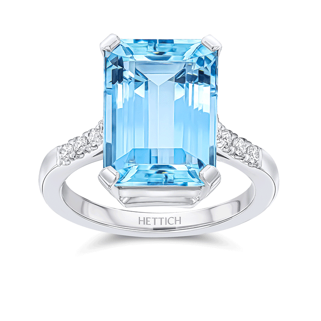Aquamarine 6.98ct and Diamonds Dress Ring