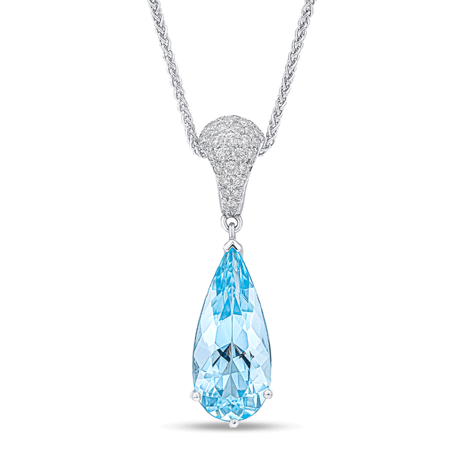 Aquamarine 3.03ct and Diamond Pendant