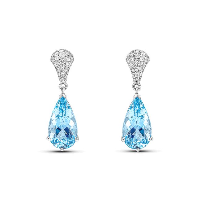 Aquamarine 4.13ct and Diamond Drop Earrings