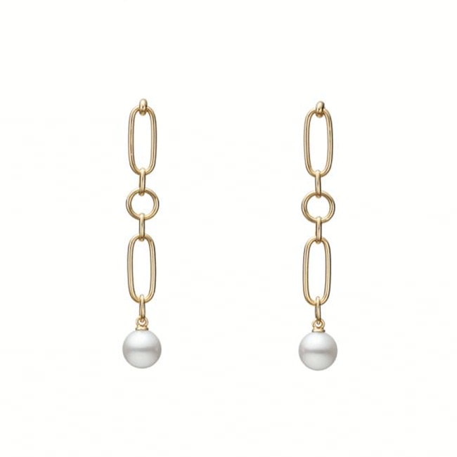 Mikimoto M Code Long Pearl Chain Earrings