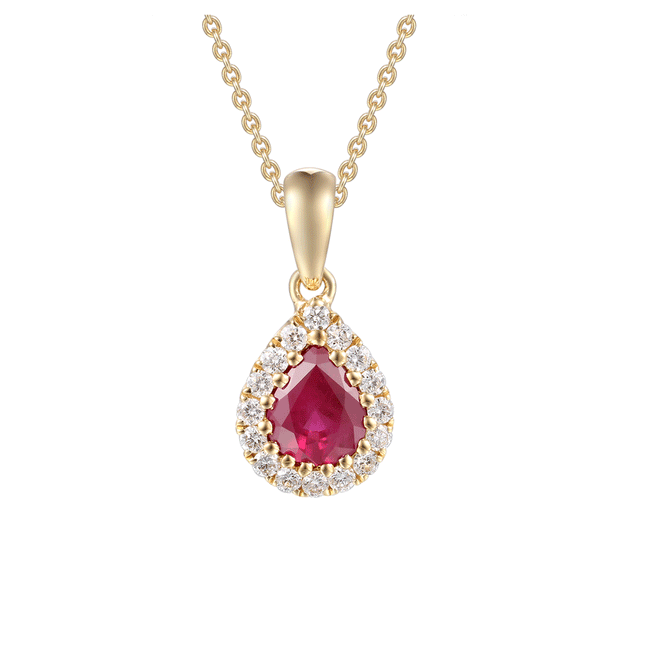 Ruby 0.42ct and Diamond Cluster Pendant
