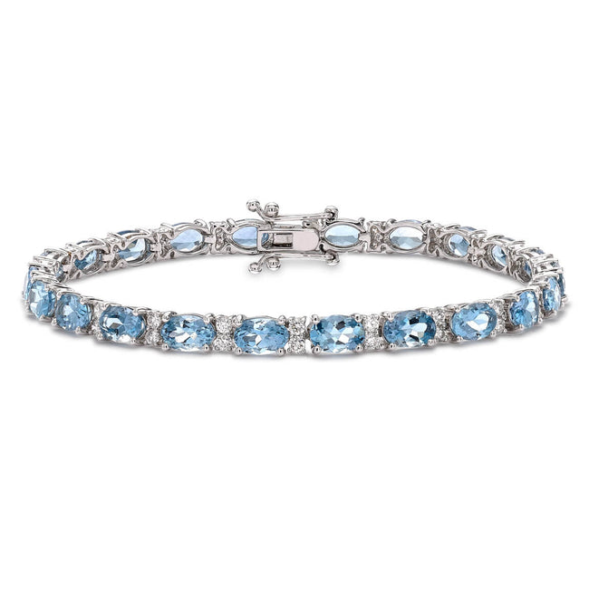 Aquamarine 8.36ct and Diamond Line Bracelet
