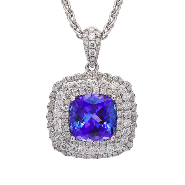 Tanzanite 2.84ct and Diamond Cluster Pendant