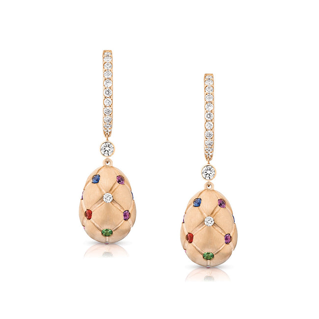 Fabergé Treillage Multicoloured Rose Gold Drop Earrings