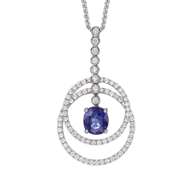 Fancy Sapphire 1.71ct and Diamond Pendant