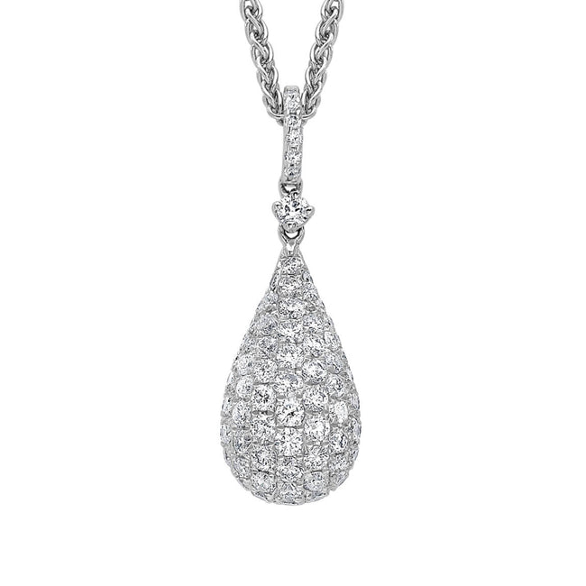 Pave Diamond Set 0.87ct Drop Pendant
