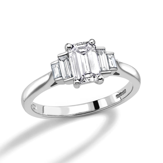 Emerald Cut Diamonds 0.99ct 5 stone Ring