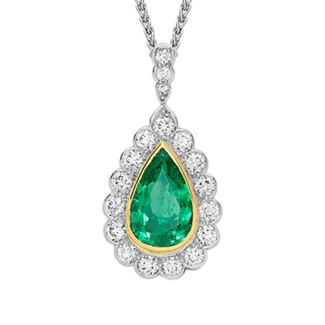 Emerald 4.19ct and Diamond Cluster Pendant