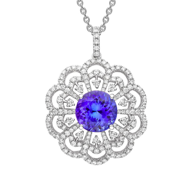 Tanzanite 4.72ct and Diamond Flower Pendant