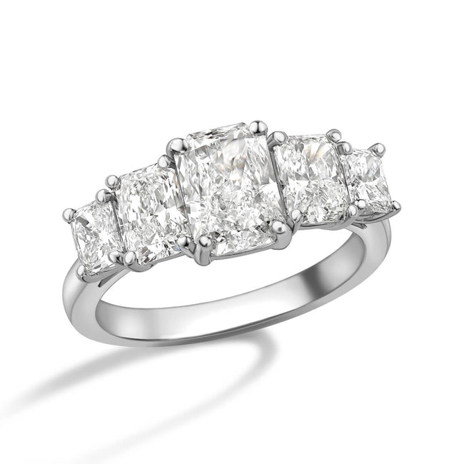 3.08ct 5 Stone Radiant Cut Diamonds Ring