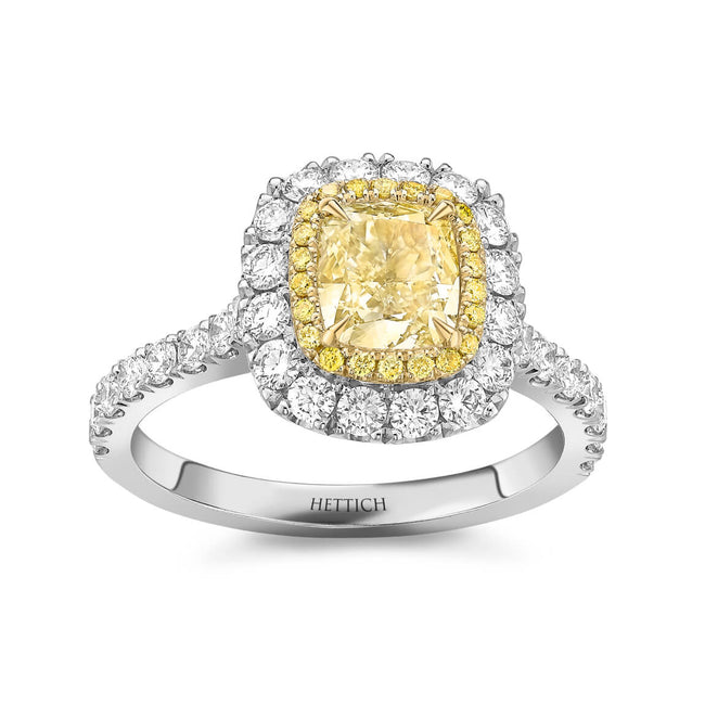 Yellow Diamond 1.01ct Cluster Ring