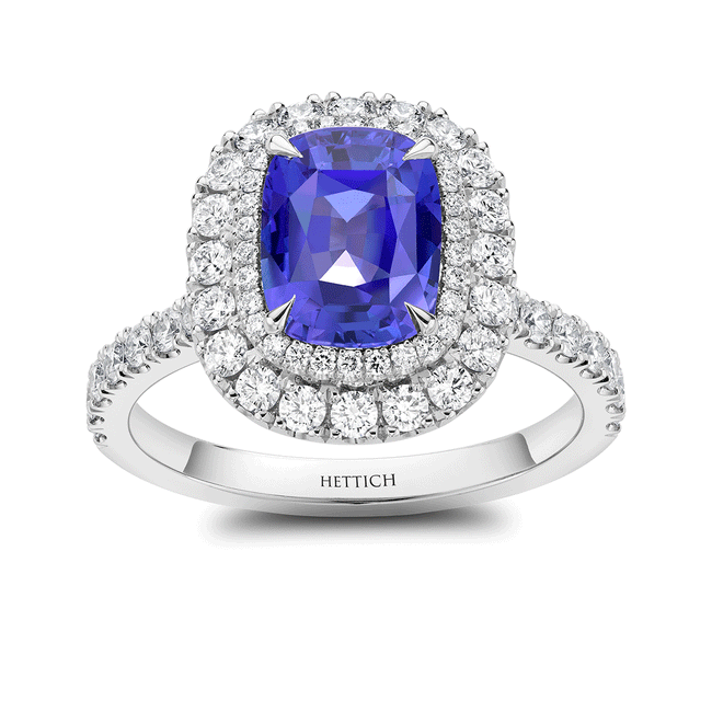 Sapphire 2.57ct and Diamonds Cluster Ring