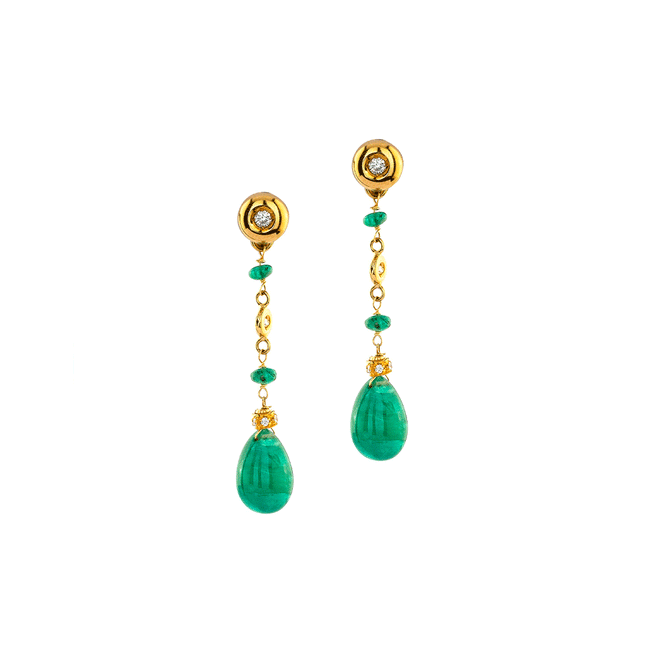 Emerald and Diamond Drop Earrings