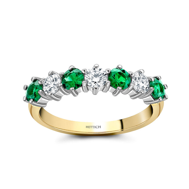 Emerald and Diamonds Half Eternity Ring