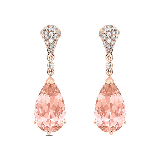 Morganite 4.04ct and Diamond Drop Earrings