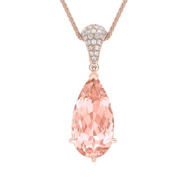 Morganite 5.17ct and Diamonds Drop Pendant