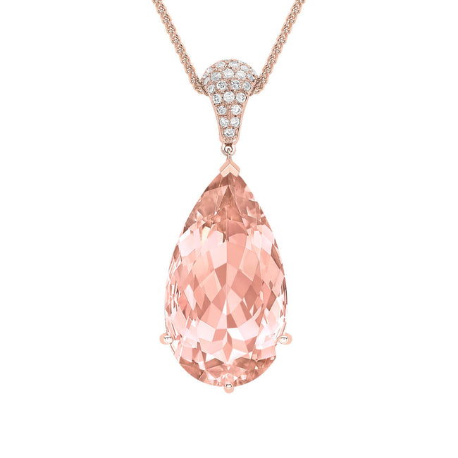 Morganite 14.31ct and Diamond Drop Pendant