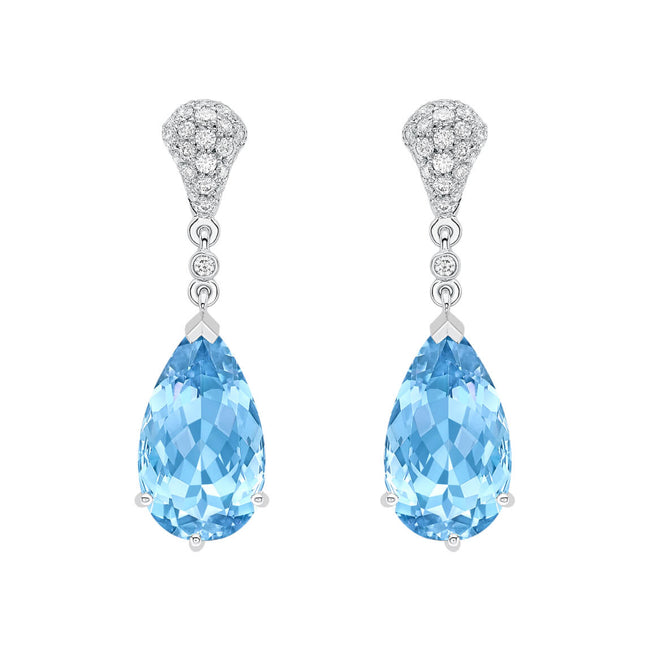 Aquamarine 5.80ct and Diamond Drop Earrings